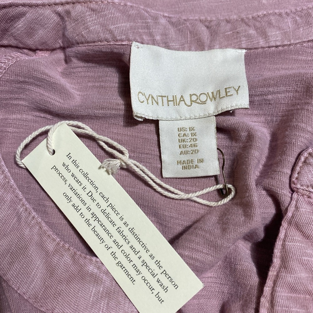 Cynthia Rowley Mauve Embroidered Floral Blouse‎ Women Sz 1X V Neck Peasant Top - Picture 13 of 16